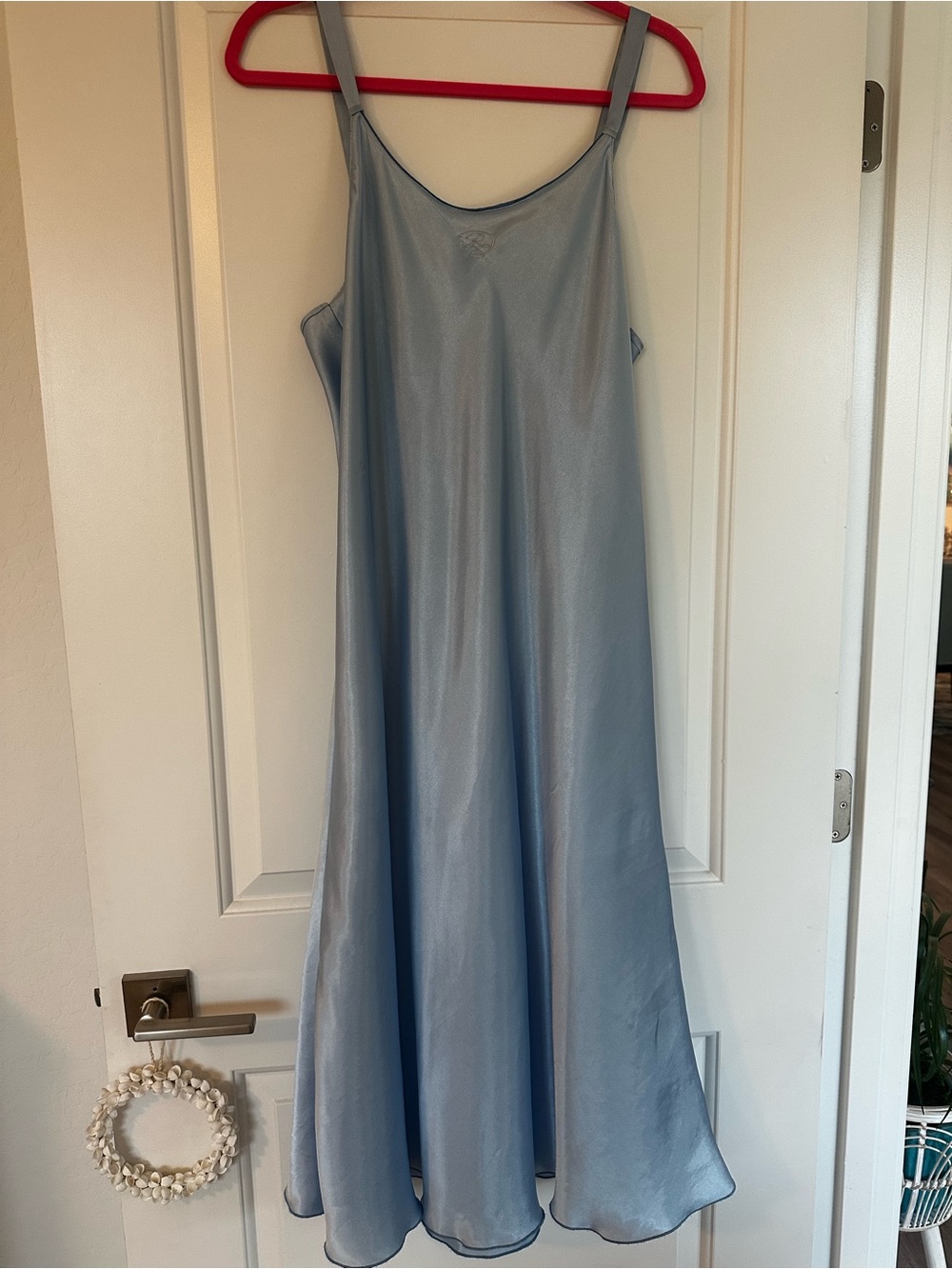 Oscar de la Renta Satin Maxi Slip Dress in Light Blue